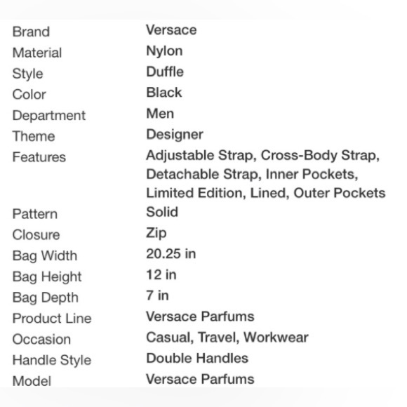 Versace Unisex Duffle Weekender Gym Sports Travel Overnight Carry-On Bag. - Picture 14 of 14